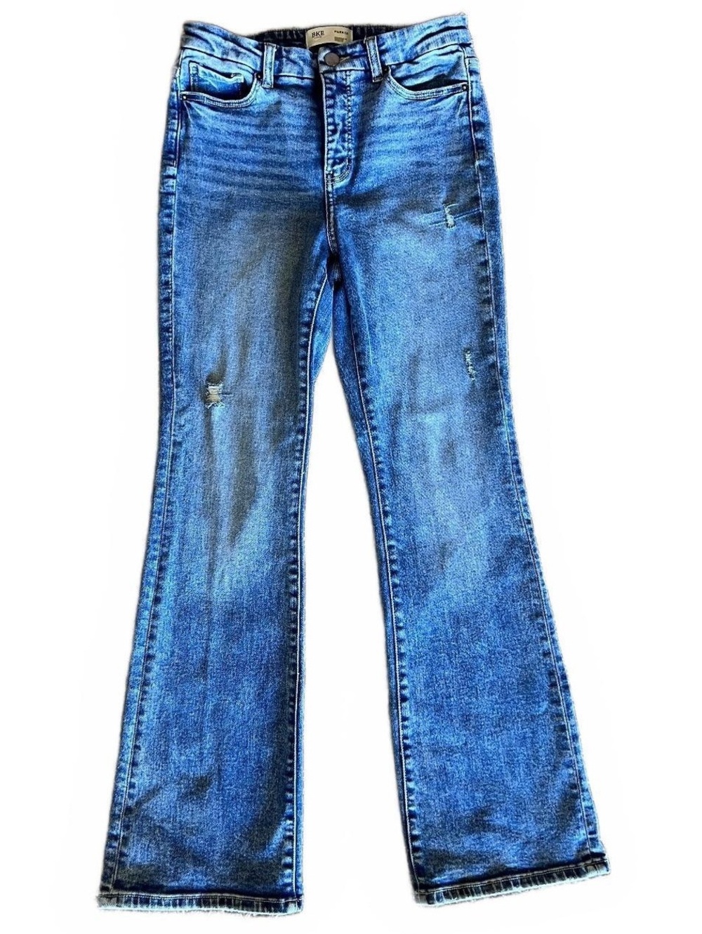 BKE Buckle Y2K Distressed Jeans 27x32 Medium Wash Blue Bootcut Denim
